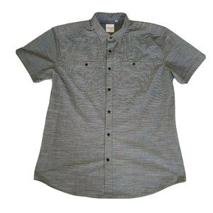 Holton Black Gray Color Button Up Short Sleeve Shirt Men Size XL